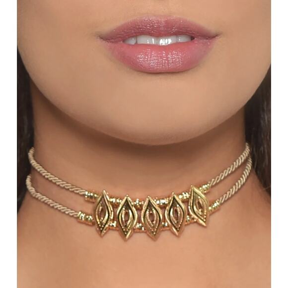 Ettika Industrial Choker in Tan Gold NEW Boho Festival Glam Date Night Out - Picture 7 of 7